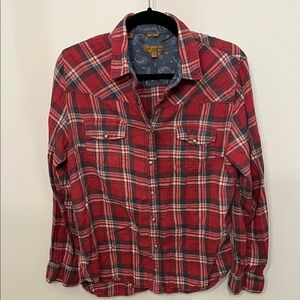 JACHS Girlfriend Red and White Plaid Button Down Shirt